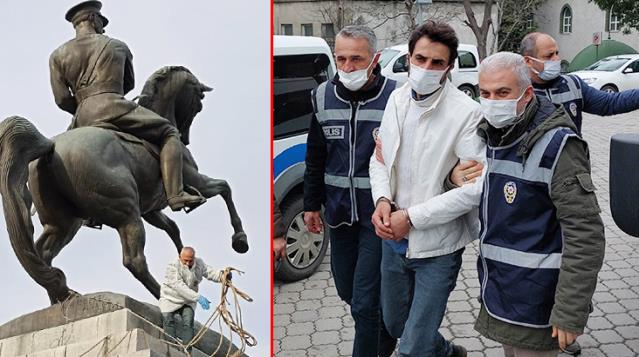 Atatürk heykelini yıkmaya çalışan kuzenlerin ifadesi ortay çıktı! Parka gidip keşif yapmışlar